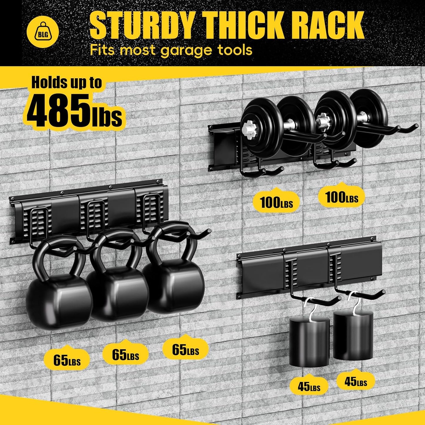Garage Storages Tool Organizers, Wall Mount Garden Sturdy Rack 48 Inches
