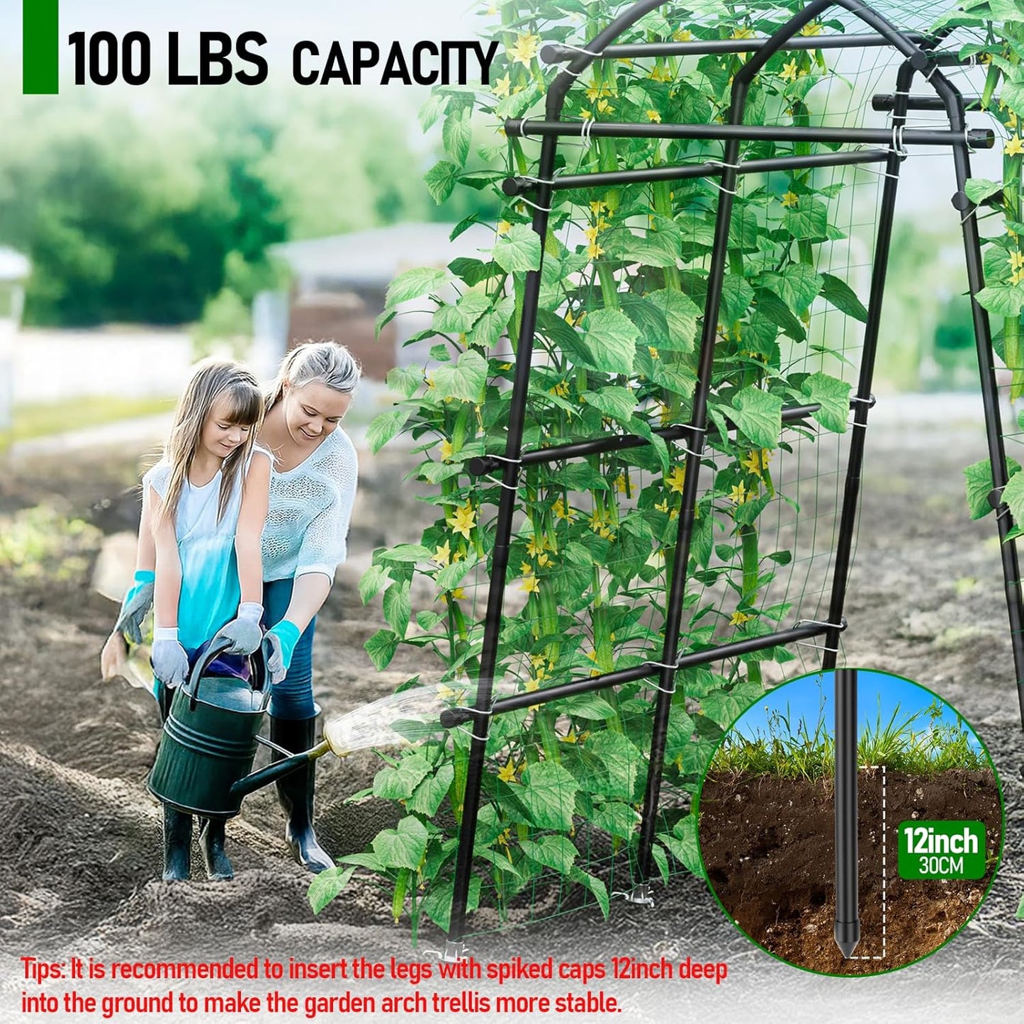 Garden Arch Trellis 88.58" Extra Tall for Climbing Plants Outdoor
