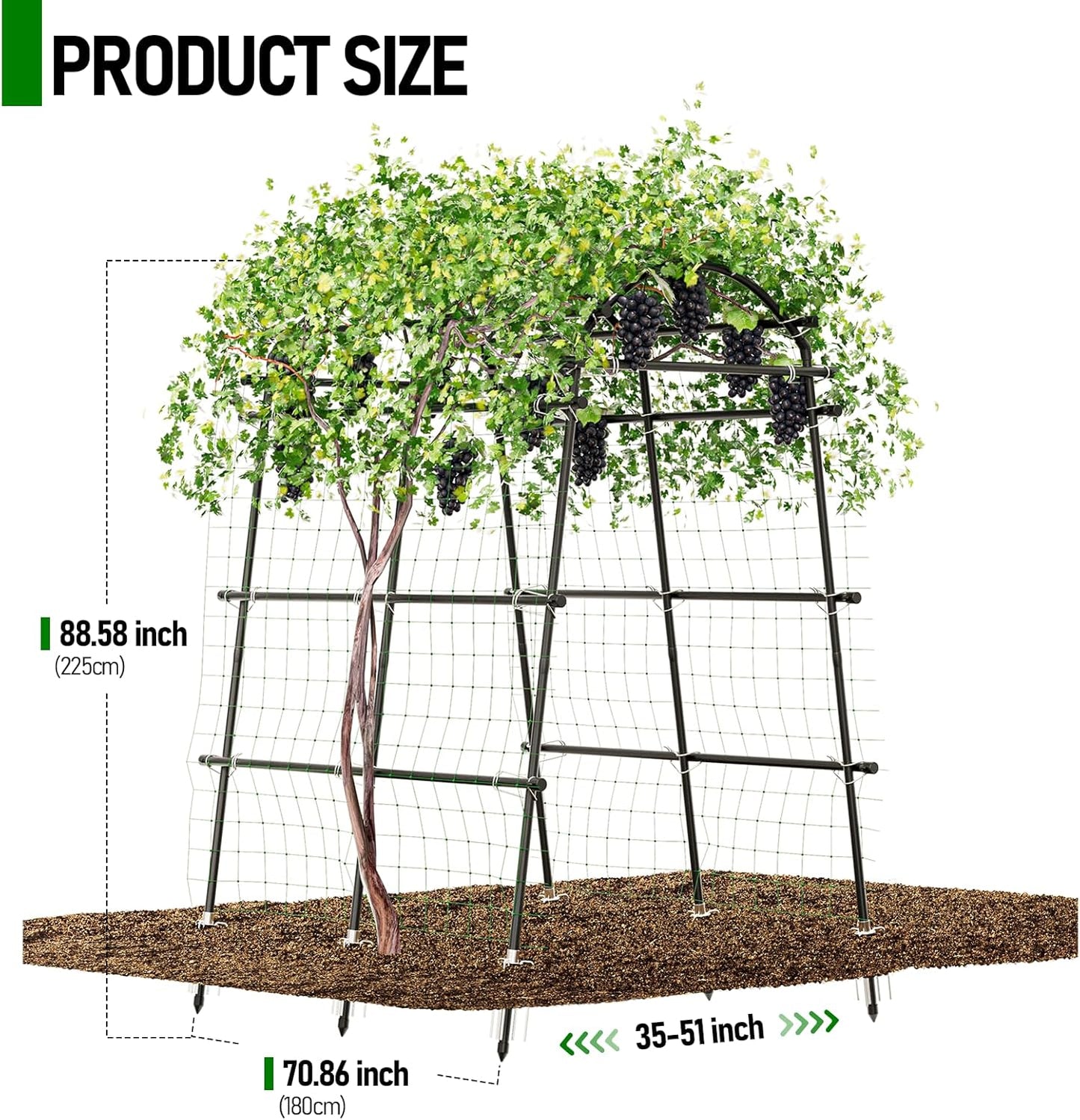 Garden Arch Trellis 88.58" Extra Tall for Climbing Plants Outdoor