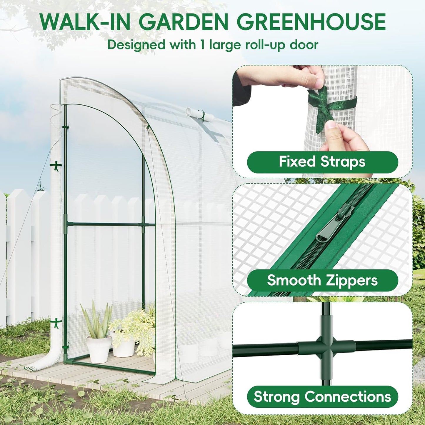 79” x 40” x 83” Lean to Greenhouse for Outdoors, Portable Walk-in Plant Green House Kit
