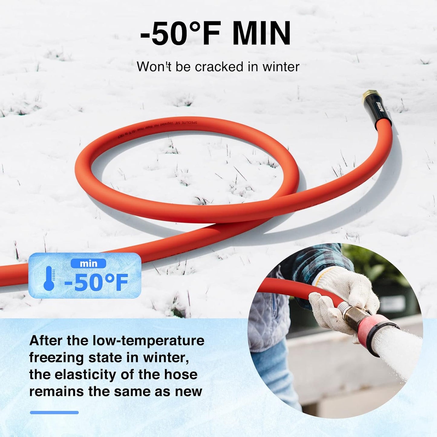 3/4" Hot/Cold Garden Water Hose , -50℉-190℉, Flexible & Lightweight, 25/50/75/100/150 Ft