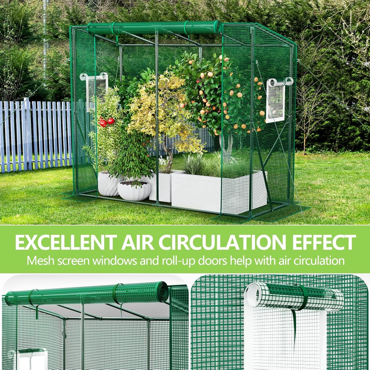 Plastic Portable Walk-in Greenhouse for Outdoor, Large Capacity Design, 79.5"L x 30.5"W x 66.9"H