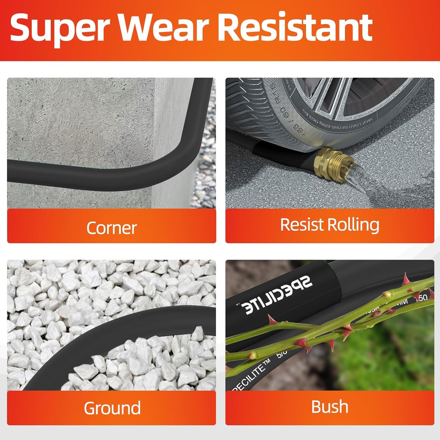 5/8 in Black Garden Hose Heavy Duty, Flexible and Lightweight, 25/50/75/150/200 Ft
