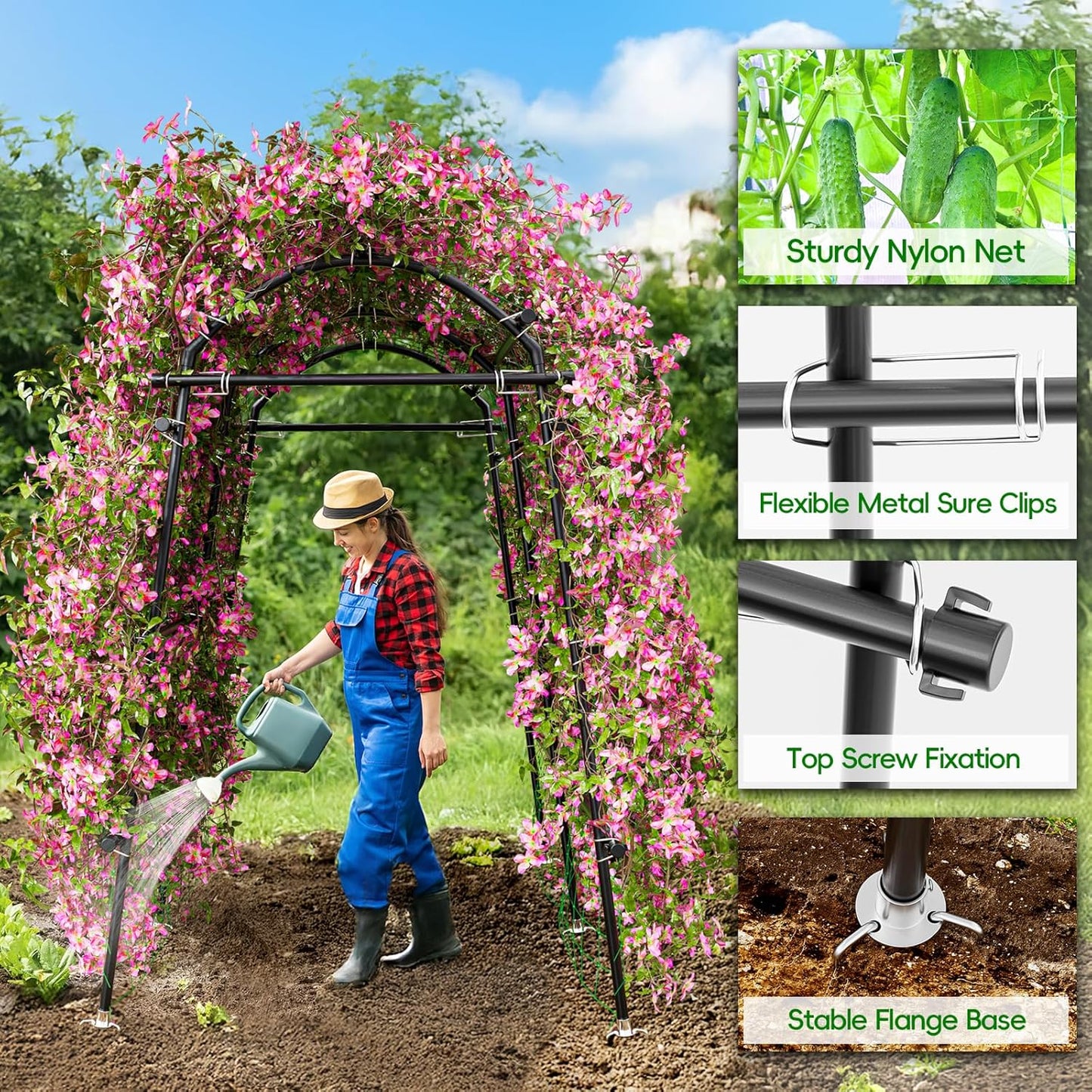 Garden Arch Trellis 88.58" Extra Tall for Climbing Plants Outdoor