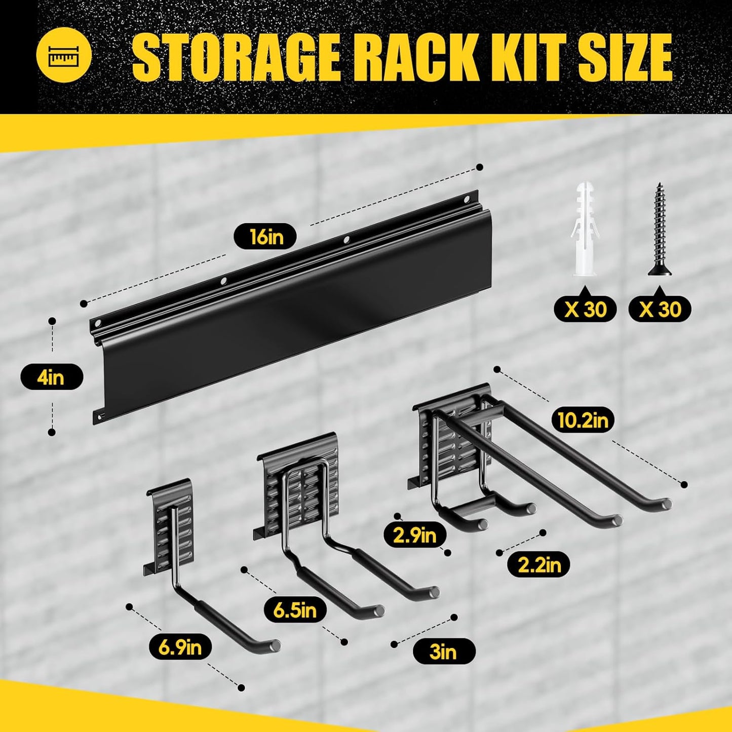 Garage Storages Tool Organizers, Wall Mount Garden Sturdy Rack 48 Inches