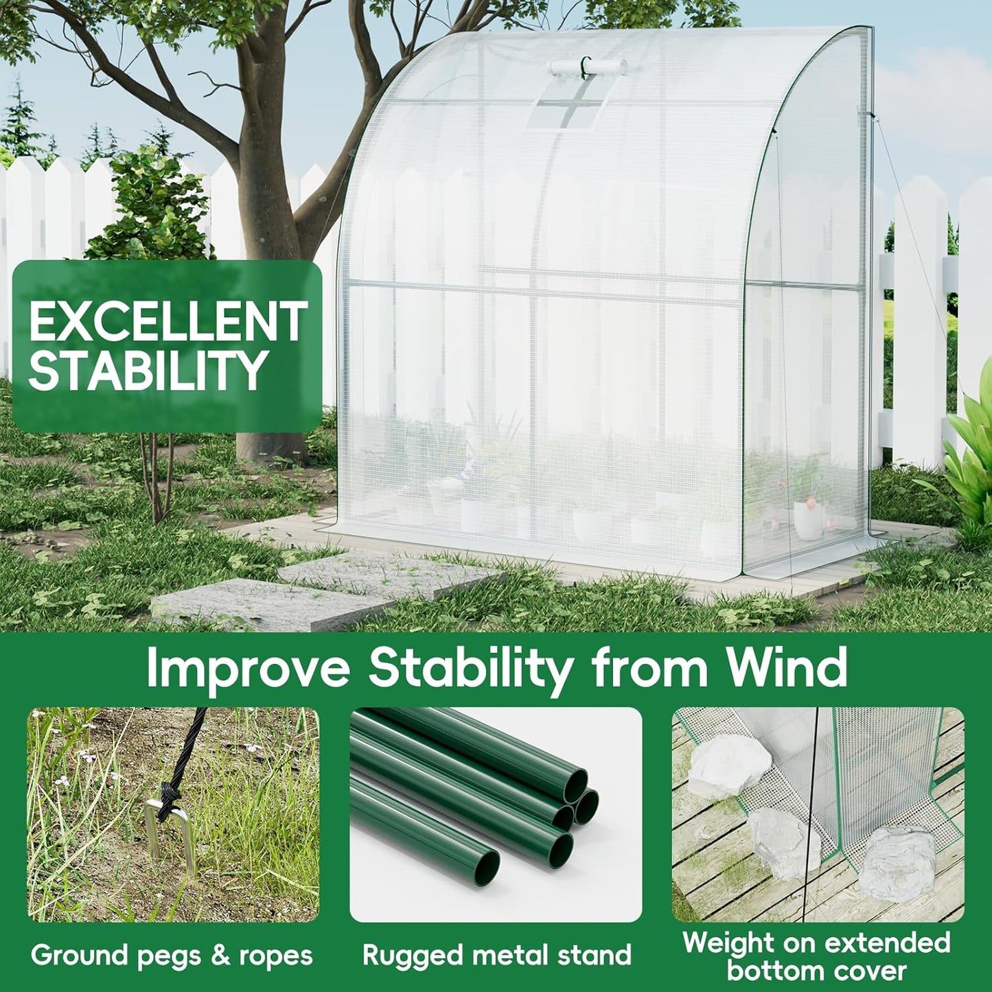 79” x 40” x 83” Lean to Greenhouse for Outdoors, Portable Walk-in Plant Green House Kit