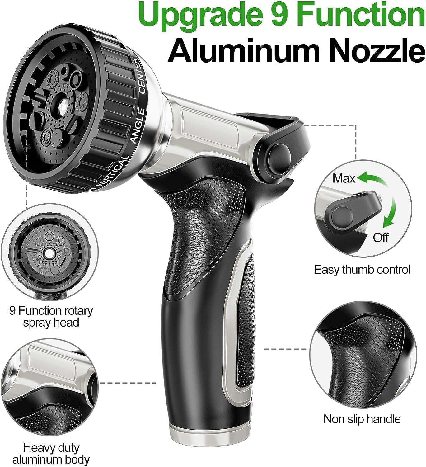 Stainless Steel Garden Water Hose 100 ft with Swivel Handle