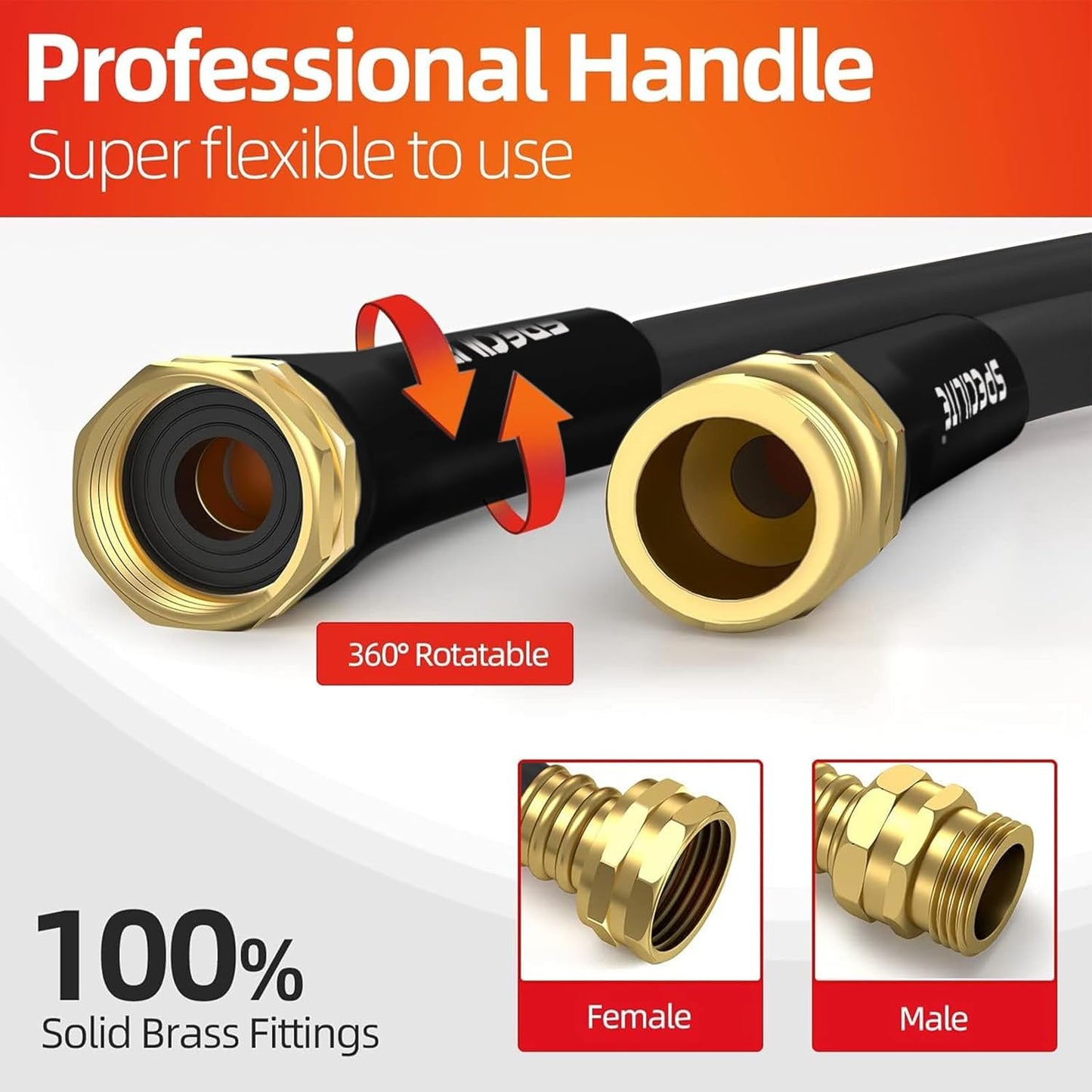 5/8 in Black Garden Hose Heavy Duty, Flexible and Lightweight, 25/50/75/150/200 Ft