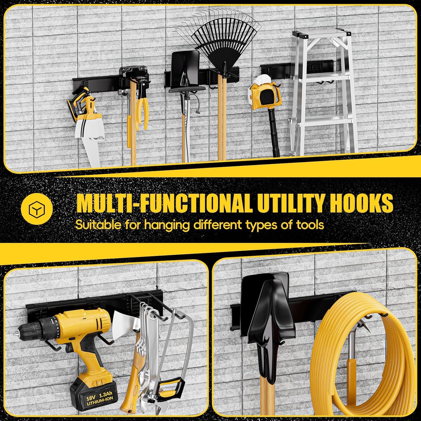 Garage Storages Tool Organizers, Wall Mount Garden Sturdy Rack 48 Inches