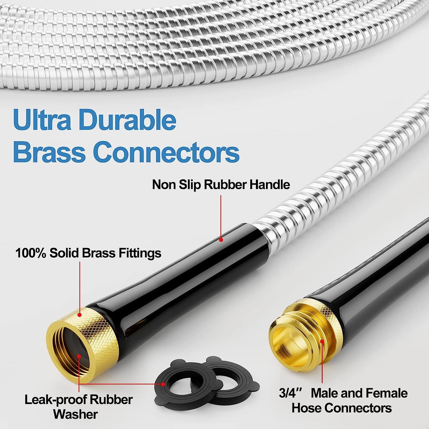 304 Stainless Steel Heavy Duty Flexible Water Pipe with Rubber Grip