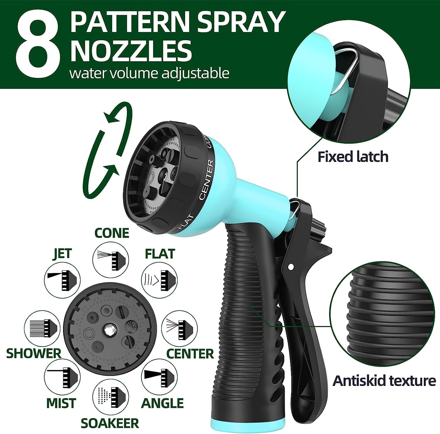 50 FT Garden Hose , Flexible Water Hose with Nozzle