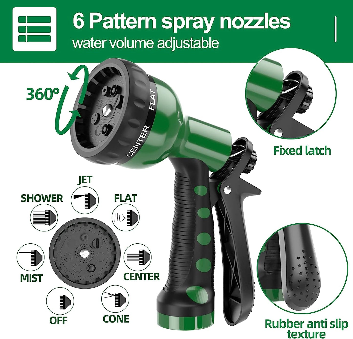 3/8” Lightweight Coil Garden Hose, EVA Flexible Curly Water Pipes with Nozzle, 50/75/100 Ft