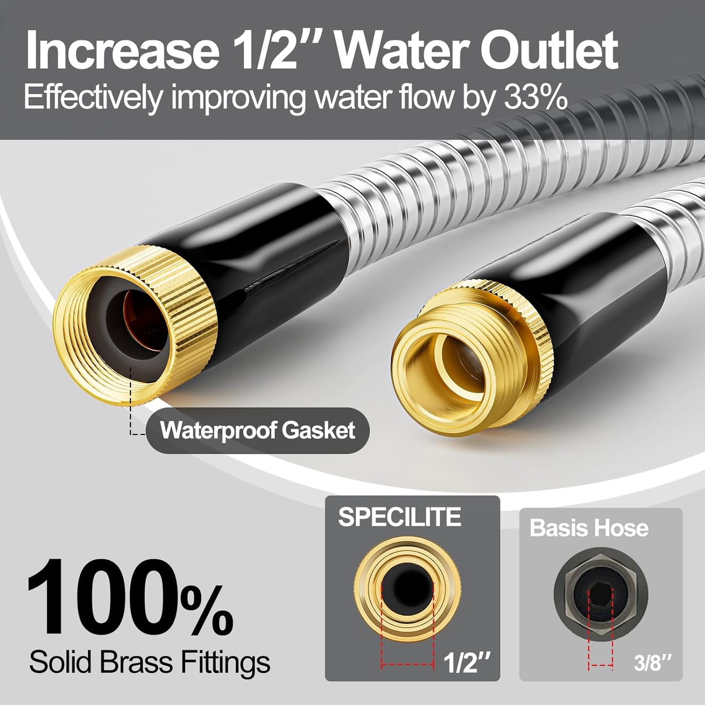 1/2" 304 Stainless Steel Garden Hose