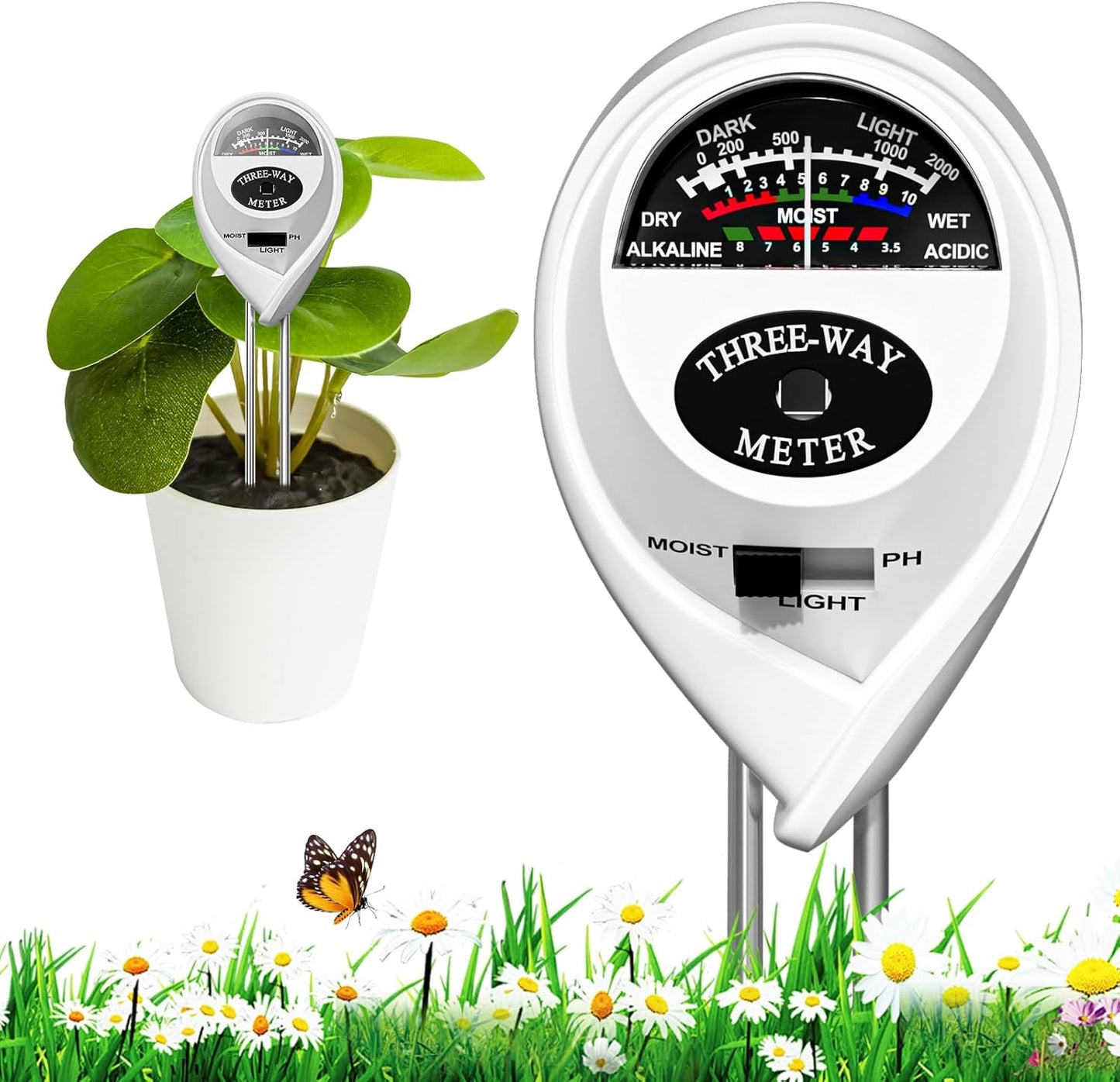 3-in-1 Plant Soil Tester, Indoor & Outdoor Use