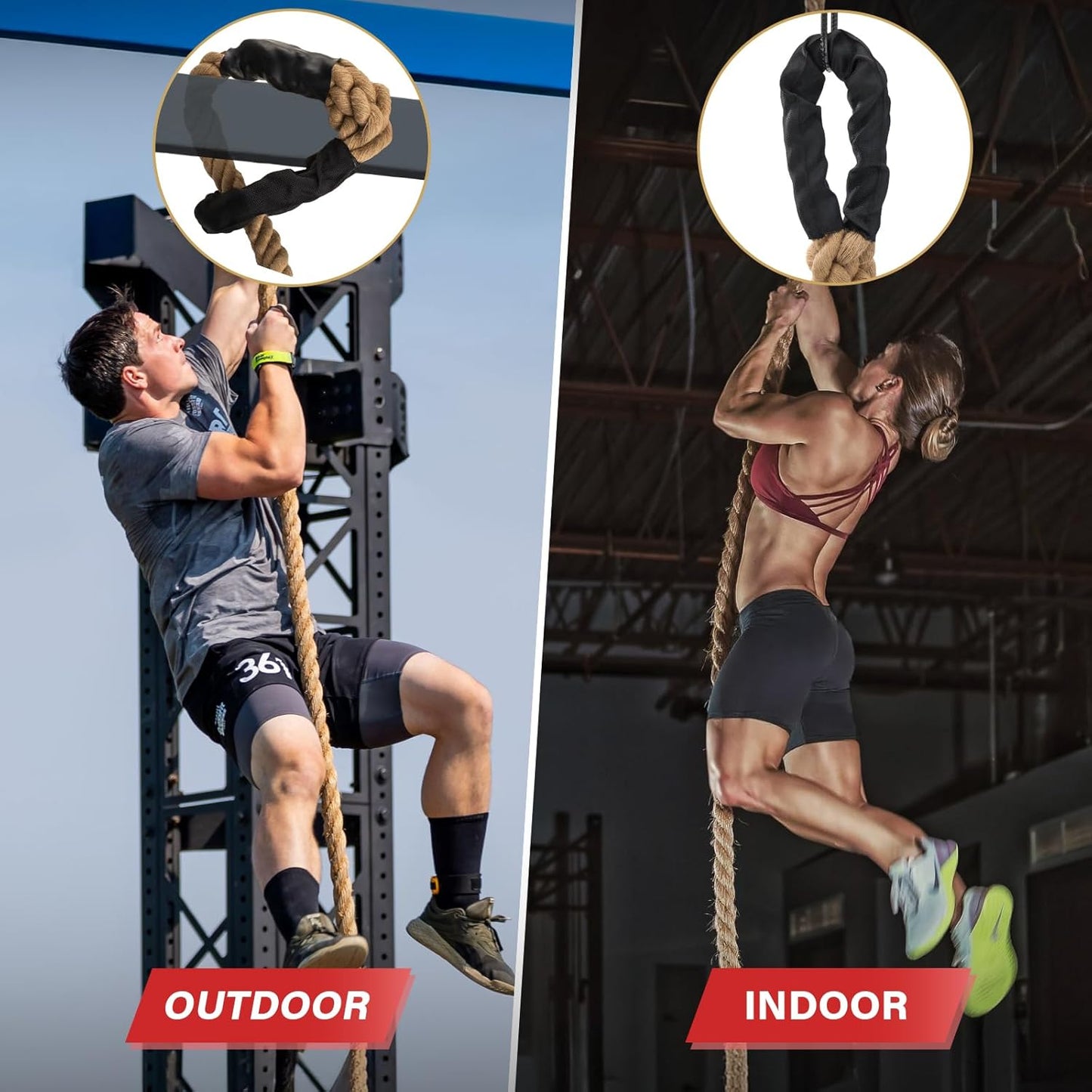 QOOLFOTO Climbing Rope Gym Workout 50FT