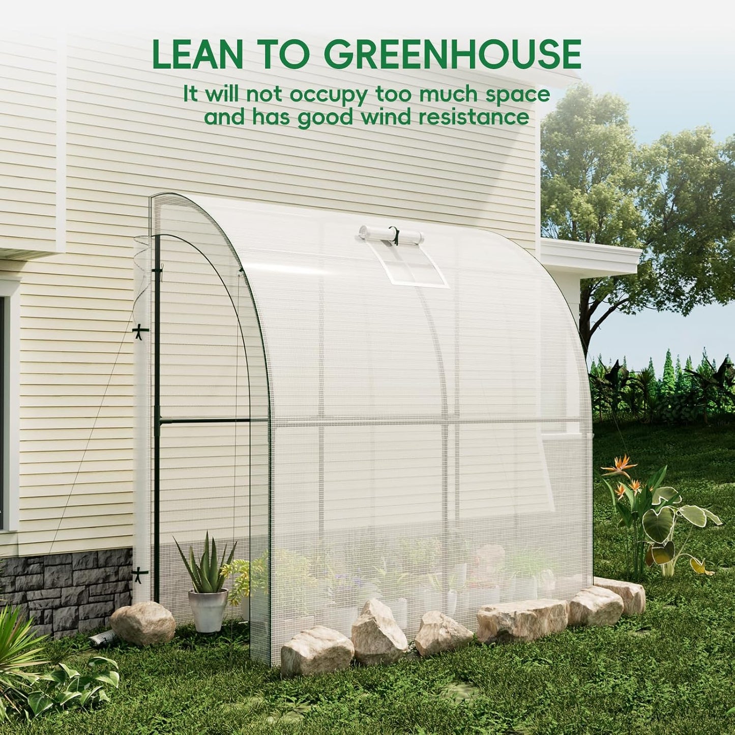 79” x 40” x 83” Lean to Greenhouse for Outdoors, Portable Walk-in Plant Green House Kit