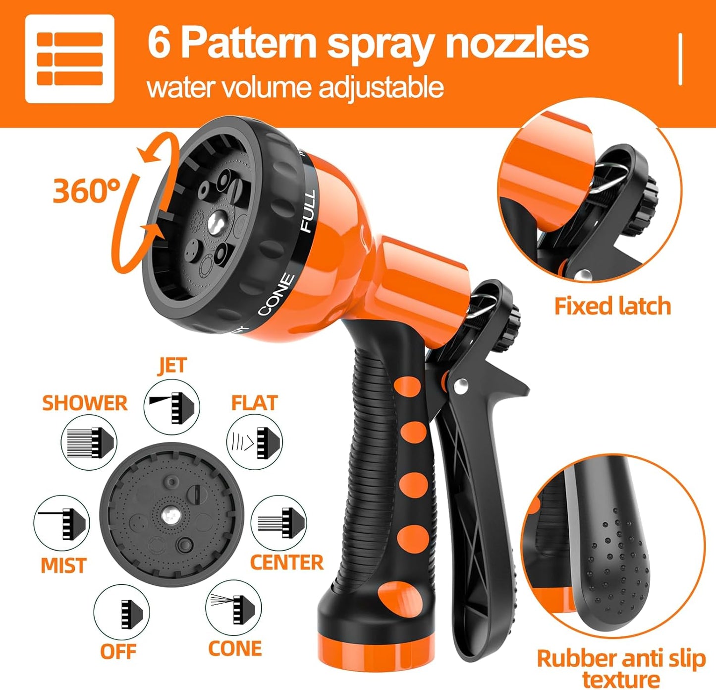 3/8” Lightweight Coil Garden Hose, EVA Flexible Curly Water Pipes with Nozzle, 50/75/100 Ft