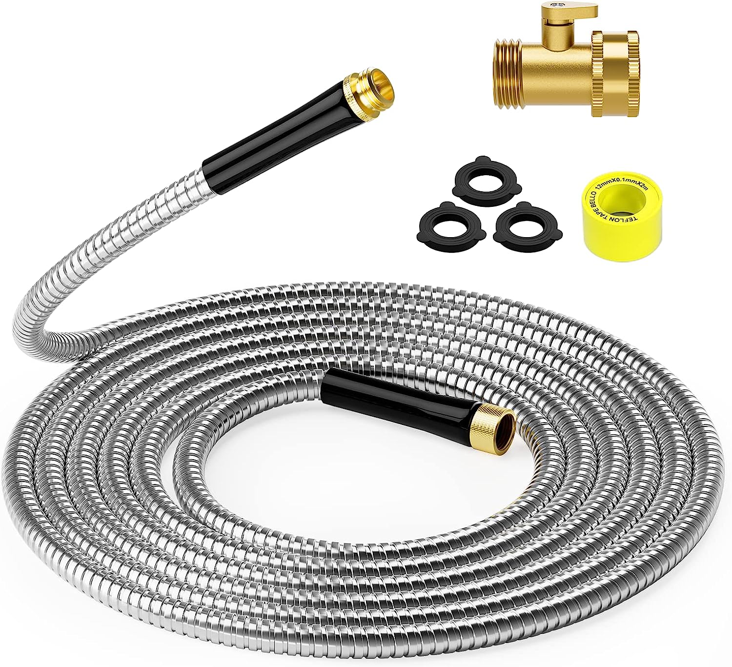 50 FT Garden Hose 304 Stainless Steel Metal Heavy Duty Flexible Water 50-ft-garden-hose-304-stainless-steel-metal-heavy-duty-flexible-water
