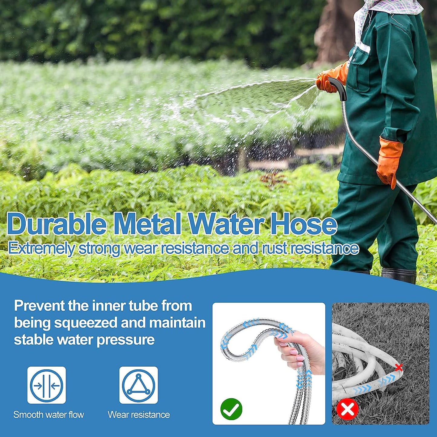 304 Stainless Steel Heavy Duty Flexible Water Pipe with Rubber Grip