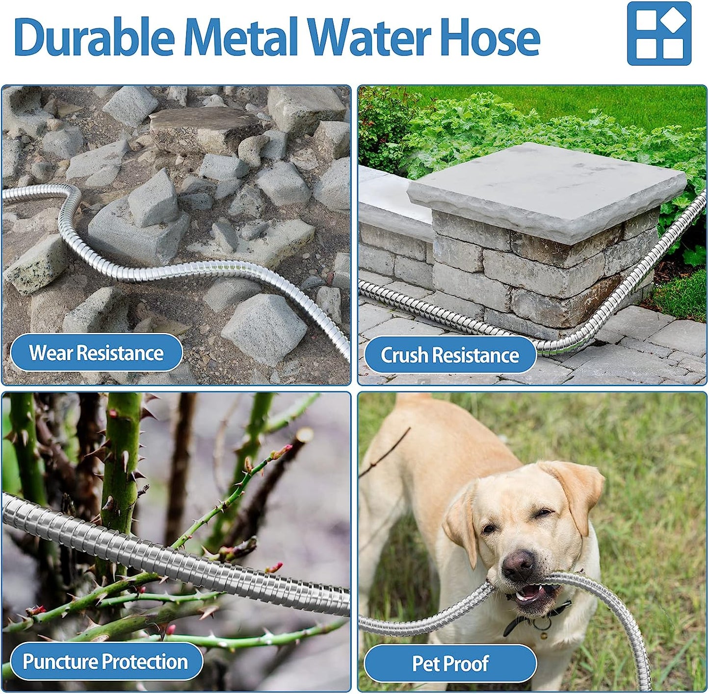 304 Stainless Steel Heavy Duty Flexible Water Pipe with Rubber Grip
