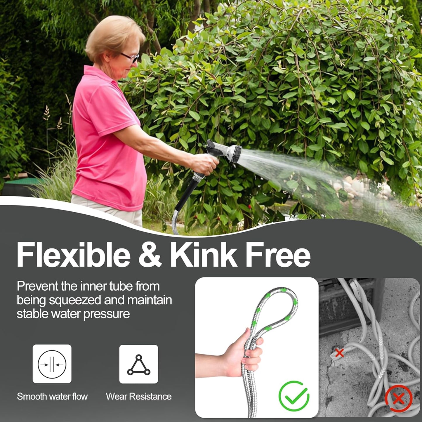 1/2" 304 Stainless Steel Garden Hose