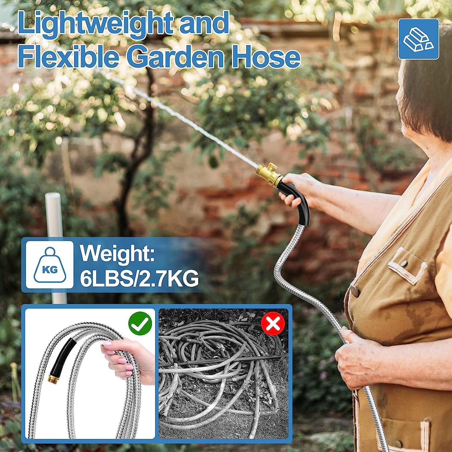 304 Stainless Steel Heavy Duty Flexible Water Pipe with Rubber Grip