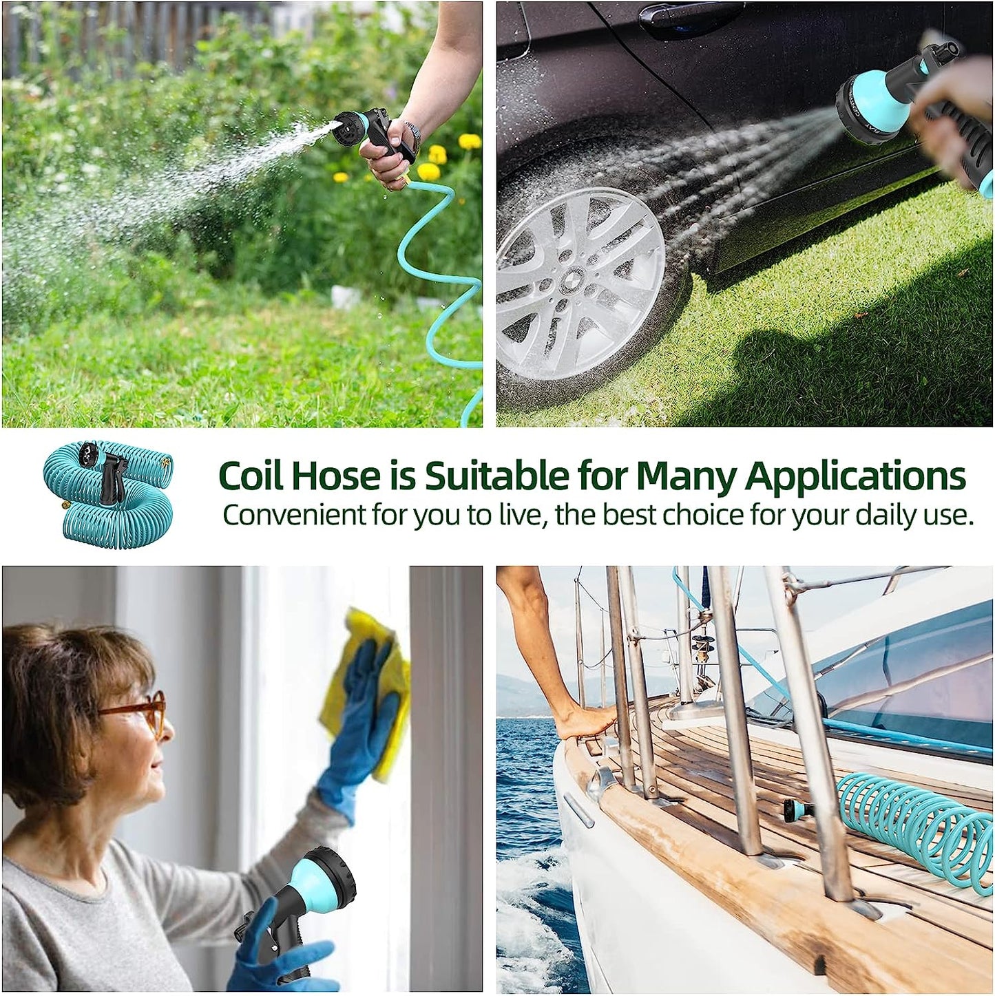 50 FT Garden Hose , Flexible Water Hose with Nozzle