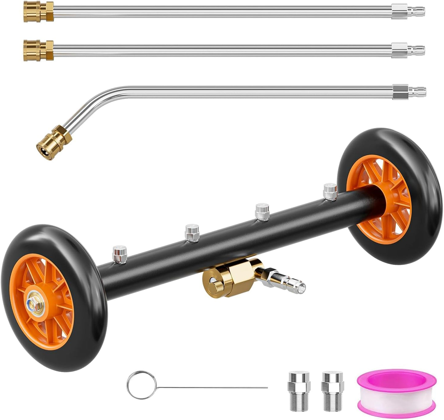 16 Inch Undercarriage Pressure Washer with 3 Extension Wands, Dual-Function Under Car Cleaner with 4 Nozzles