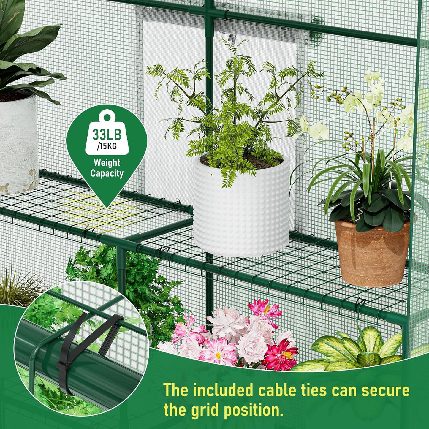 Walk-in Greenhouse with Thicken PE Cover and Steel Frame, 56×56×78Inch