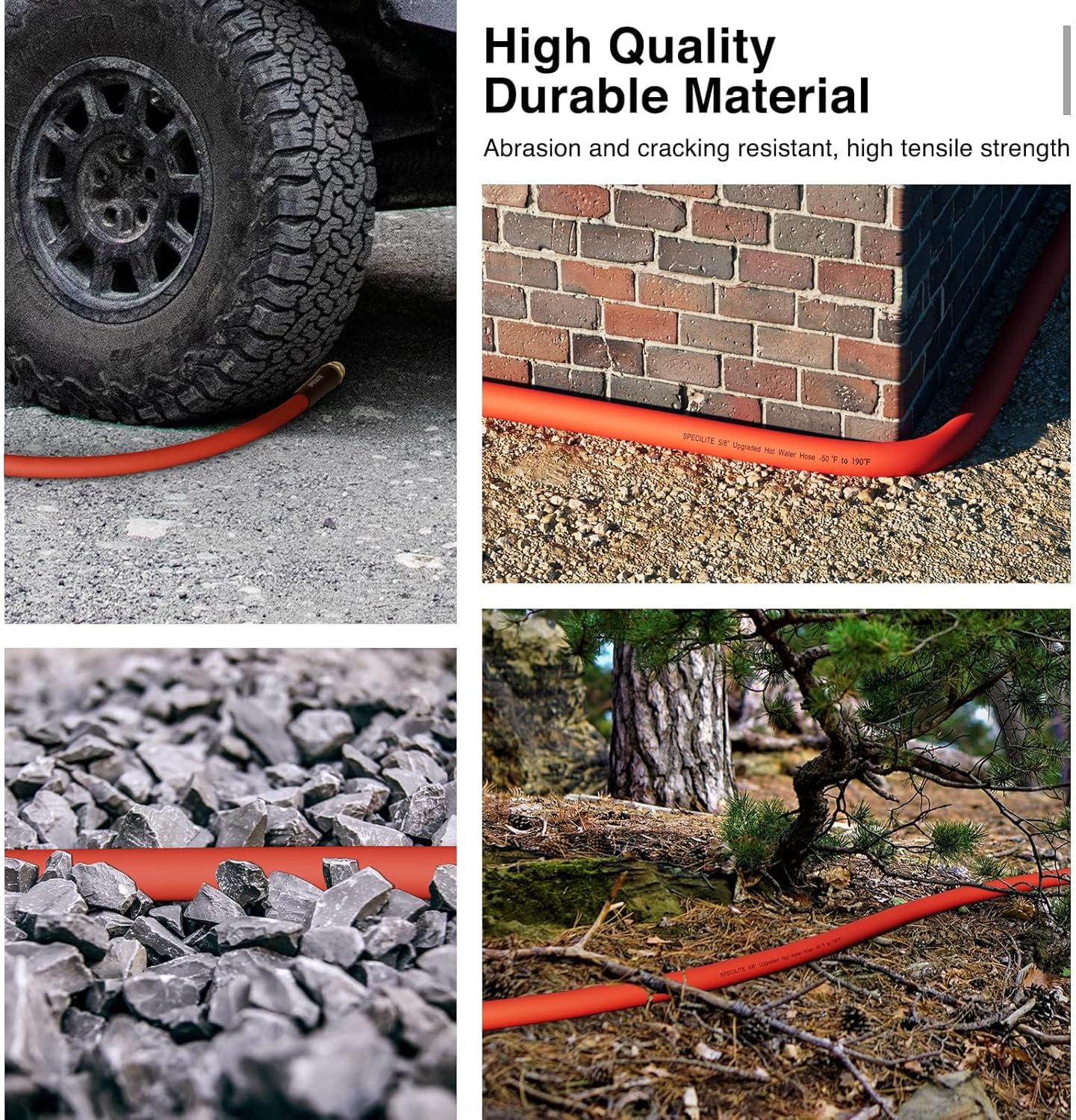 3/4" Hot/Cold Short Leader Garden Water Hose With 3/4" Brass Fittings, -50℉-190℉, Flexible & Lightweight, 5/10/15 Ft