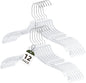 Clear Plastic Hangers 12 Pack, Heavy Duty Clothes Hangers with 360° Swivel Hook, 2.1" Ultra-Wide Non-Slip Notches & Non-Slip Grips for Dresses, Shirts, Coats, Suits