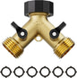 2 Way Garden Hose Splitter with 6 Rubber Washers