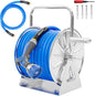 Stainless Steel Garden Hose Reel with 5/8'' x Hot/Cold 75 FT Water Hose and 6FT Leader Pipe, -50℉ -190℉, Wall/Floor Metal Mounted Spool Storage, UV Resistant
