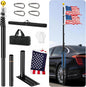 20 FT Tailgate Flag Pole with Tire Mount, Portable Heavy Duty Flag Pole Kit, Dual Mounting Options, RV Telescoping Flagpole with US Flag for Outdoor Tailgating, Camping, Black