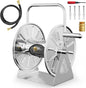 Stainless Steel Garden Hose Reel, Wall Mount/Floor Spool, with 7ft Leader Water Pipe, 3/4 Brass Connector
