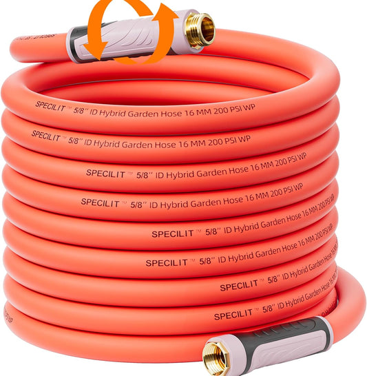 5/8" Garden Hose with 360° Rotating Grip, No Kink, Anti-UV, Heavy Duty, Flexible Water Pipe with 3/4'' Brass Fittings