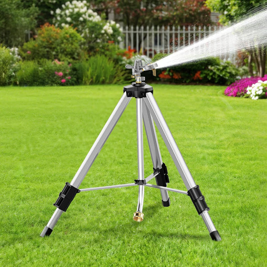 SPECILITE 36”Brass Impact Tripod Sprinkler, Heavy Duty Metal Pulsating Telescoping, Sprinklers for Yard, Lawn & Garden Irrigation, 360 Degree Waters up to 70ft Covering 5660sqft