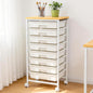 Rolling Storage Cart with 8 Drawers, Utility Cart with Wooden Tabletop and Lockable Wheels, Movable Craft Cart, Craft Storage Organizer