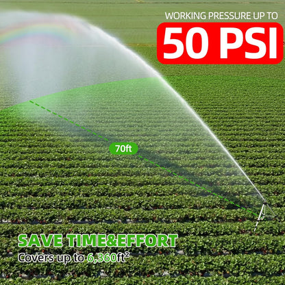 SPECILITE 36”Brass Impact Tripod Sprinkler, Heavy Duty Metal Pulsating Telescoping, Sprinklers for Yard, Lawn & Garden Irrigation, 360 Degree Waters up to 70ft Covering 5660sqft