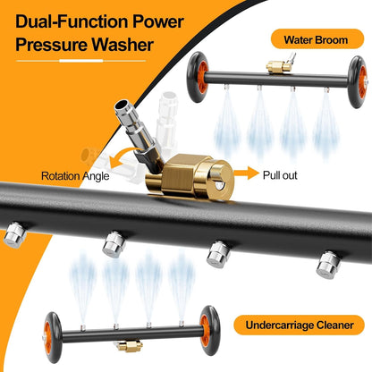 16 Inch Undercarriage Pressure Washer with 3 Extension Wands, Dual-Function Under Car Cleaner with 4 Nozzles