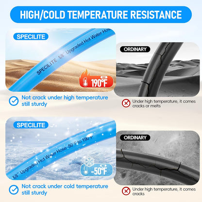 Stainless Steel Garden Hose Reel with 5/8'' x Hot/Cold 75 FT Water Hose and 6FT Leader Pipe, -50℉ -190℉, Wall/Floor Metal Mounted Spool Storage, UV Resistant