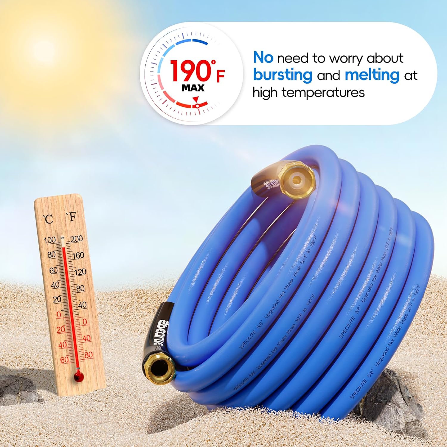 3/4 in Hot/Cold Garden Water Hose, -50℉ To 190℉, Heavy Duty, Flexible, 25/50/75 Ft
