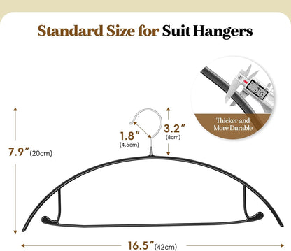 Heavy Duty Metal Suit Hangers 20 Pack, Non-Slip PVC Coating, No Shoulder Bumps, Space Saving Clothes Hangers for Sweaters, Coat, Shirts, Skirt, Jackets, Black