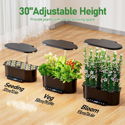 Hydroponics Growing System Kit with 30” Height, 15 Pods, 36W Grow Light, Auto Timer & Pump System, APP & WiFi Controlled