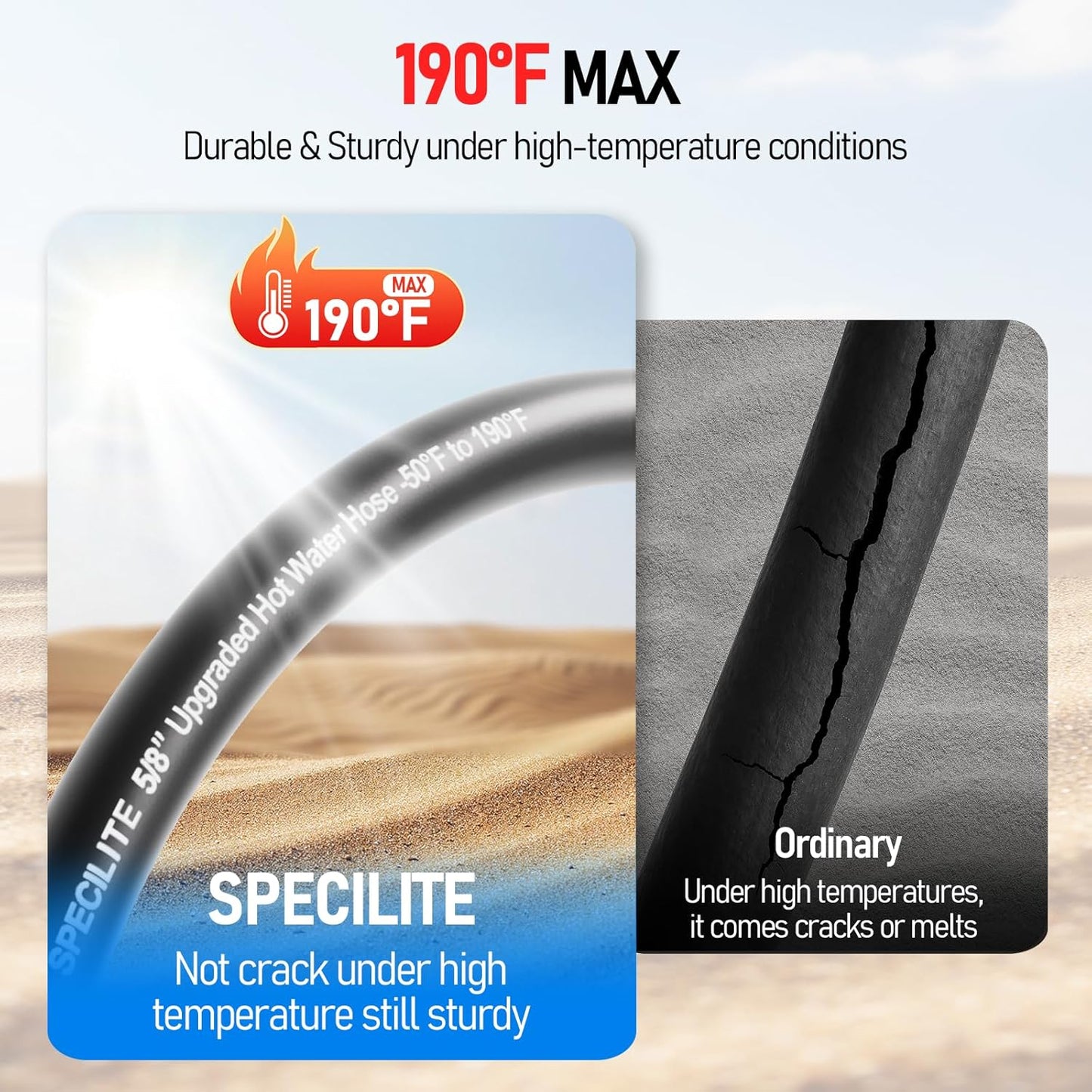 Retractable Hose Reel with 5/8'' Hot/Cold Garden Water Pipe 50ft, -50℉ -190℉, Heavy Duty Metal Wall Mount Spool, with 6ft Lead Hoses, Nozzle, 3/4'' Brass Fittings for Garage, Yard