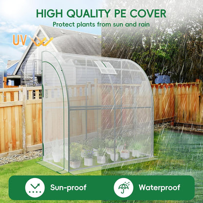 79” x 40” x 83” Lean to Greenhouse for Outdoors, Portable Walk-in Plant Green House Kit