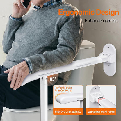 SPECILITE Heavy Duty Toilet Grab Bar - 440lb Sturdy Support, Safety Rails with Non-Slip Waterproof handrail & Night Glow Strips, Space Saving Flip-Up Design for Elderly, Disabled, Pregnant & Injury