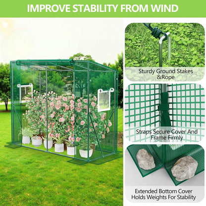 Plastic Portable Walk-in Greenhouse for Outdoor, Large Capacity Design, 79.5"L x 30.5"W x 66.9"H