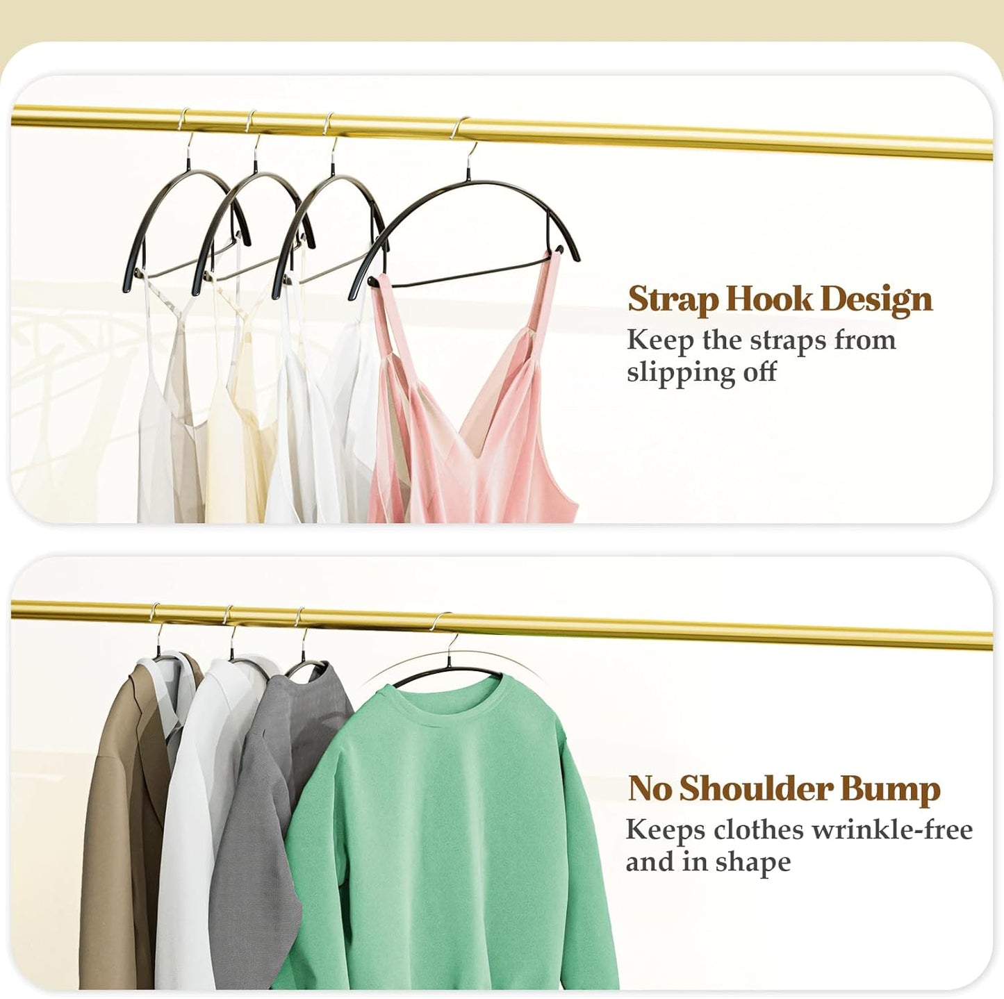 Heavy Duty Metal Suit Hangers 20 Pack, Non-Slip PVC Coating, No Shoulder Bumps, Space Saving Clothes Hangers for Sweaters, Coat, Shirts, Skirt, Jackets, Black