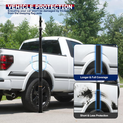 20 FT Tailgate Flag Pole with Tire Mount, Portable Heavy Duty Flag Pole Kit, Dual Mounting Options, RV Telescoping Flagpole with US Flag for Outdoor Tailgating, Camping, Black